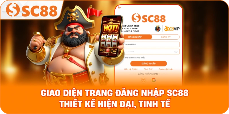đăng nhập SC88 thiết kế hiện đại, tinh tế trên cả máy tính và điện thoại di động